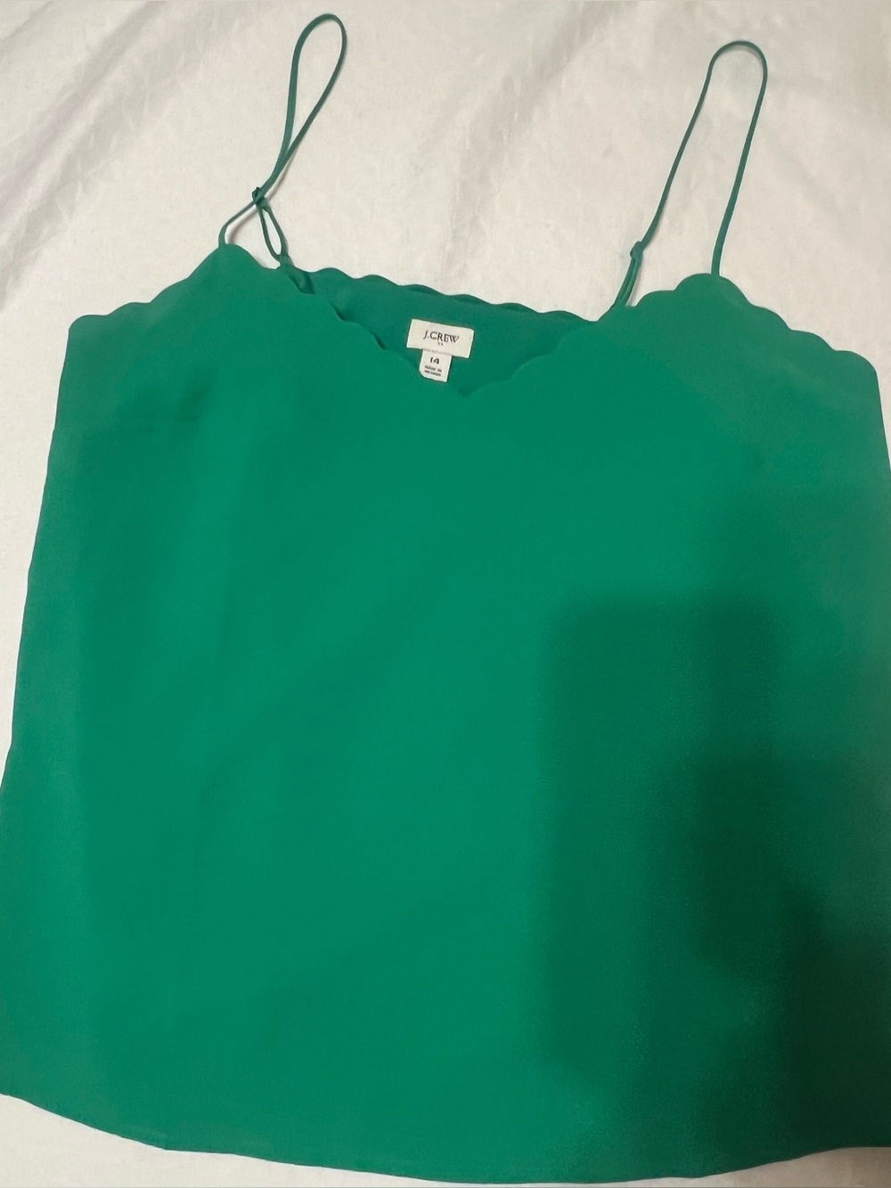 Women’s J.Crew Green Scalloped V-Neck Satin Cami size 14